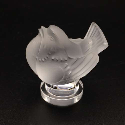 Signed `Lalique` Crystal `Robin` Figurine ( Janet )