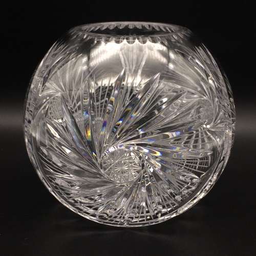 Large Vintage `Bohemian Crystal` Round Vase