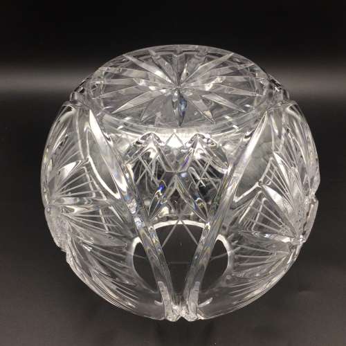Large Vintage `Bohemian Crystal` Round Vase