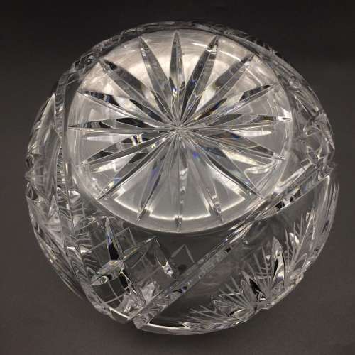 Large Vintage `Bohemian Crystal` Round Vase