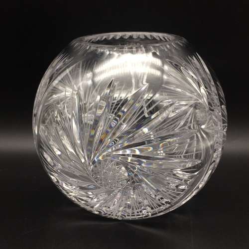 Large Vintage `Bohemian Crystal` Round Vase