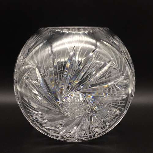 Large Vintage `Bohemian Crystal` Round Vase