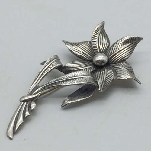 Early Sterling Silver `Mari-Lou` Floral Brooch