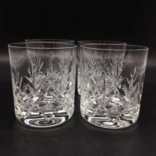 Four Hand-Cut Crystal Whisky Glasses