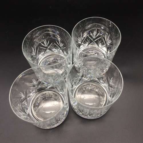 Four Hand-Cut Crystal Whisky Glasses