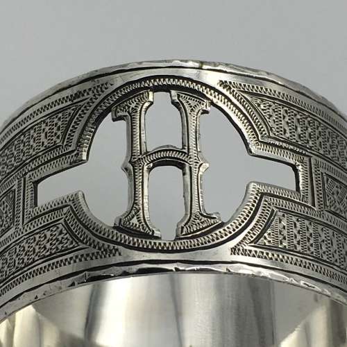 Unusual Vintage Sterling Silver `H` Napkin Ring