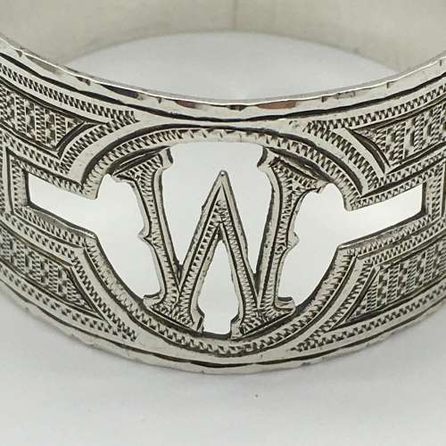 Unusual Vintage Sterling Silver `W` Napkin Ring
