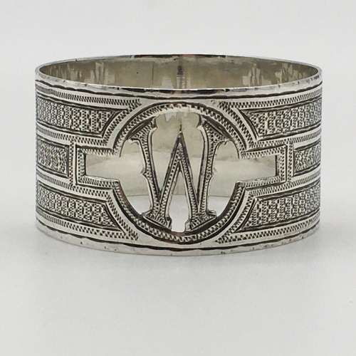 Unusual Vintage Sterling Silver `W` Napkin Ring