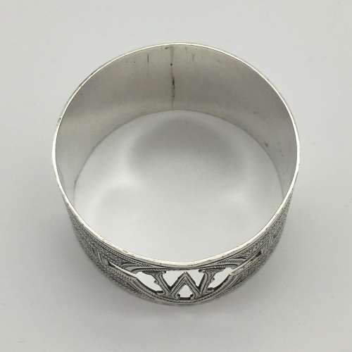 Unusual Vintage Sterling Silver `W` Napkin Ring