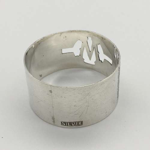 Unusual Vintage Sterling Silver `W` Napkin Ring