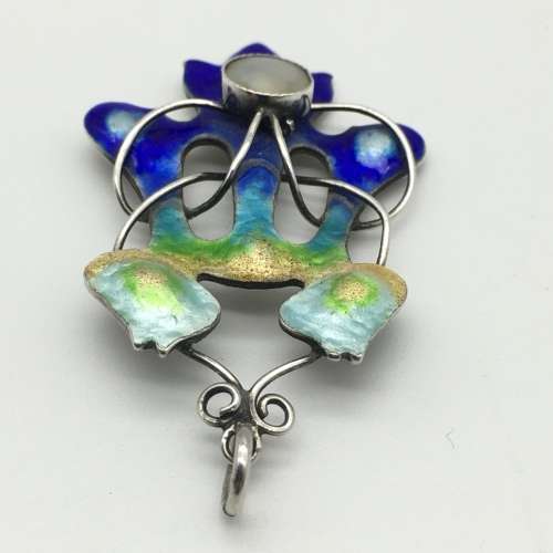 Rare `Arts and Crafts` Silver and Enamel Pendant (Signed)