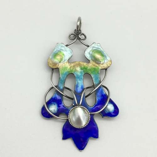 Rare `Arts and Crafts` Silver and Enamel Pendant (Signed)