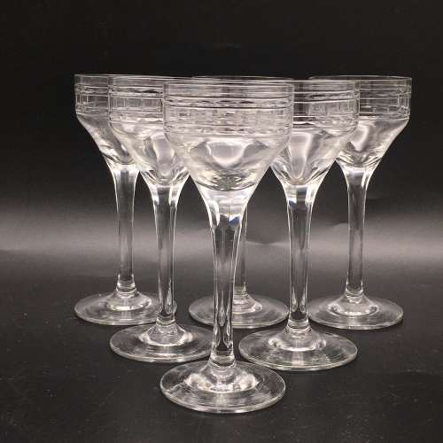 Six Early Attractive Crystal Liquor Glasses