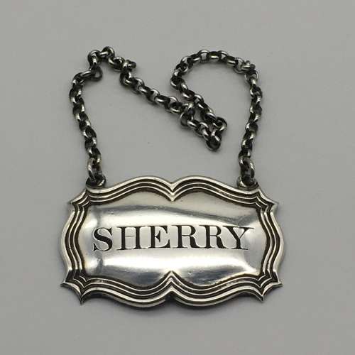 Victorian Silver `SHERRY` Decanter Label