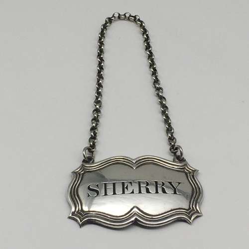 Victorian Silver `SHERRY` Decanter Label
