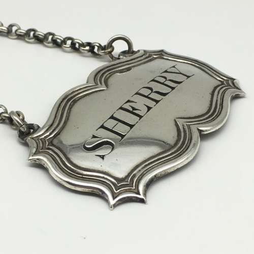 Victorian Silver `SHERRY` Decanter Label