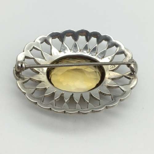 Vintage Silver, Marcasite and Citrine Brooch