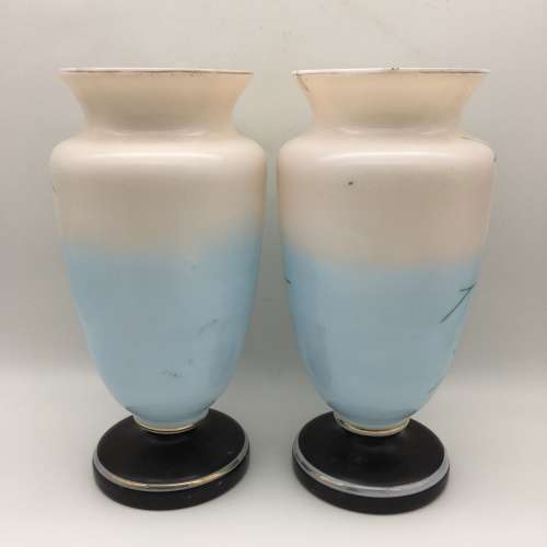 Impressive Antique Opaline Painted Glass Vases