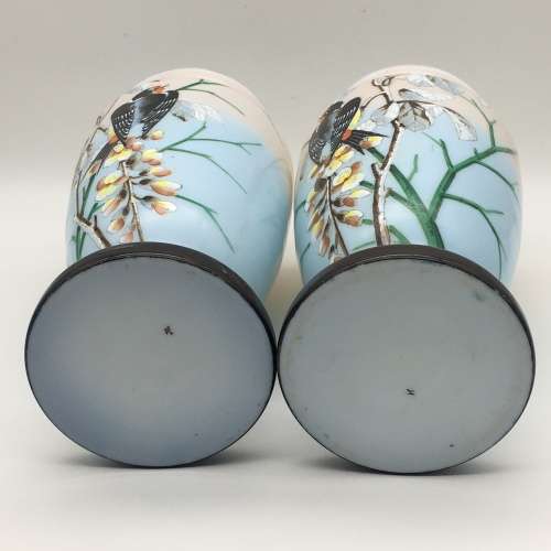 Impressive Antique Opaline Painted Glass Vases