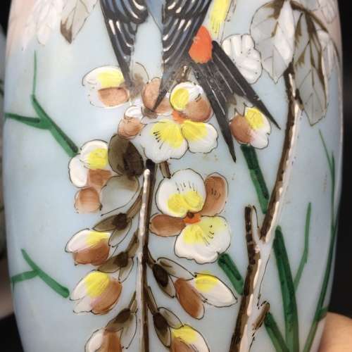 Impressive Antique Opaline Painted Glass Vases