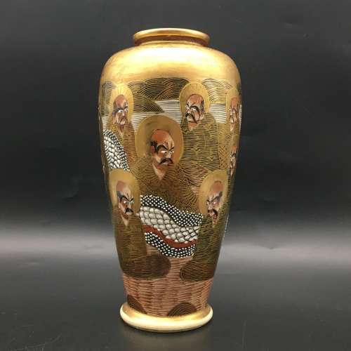 Antique Signed Satsuma `Meiji Period` Vase (Dragon and Immortals)