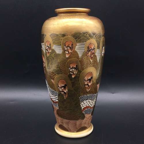 Antique Signed Satsuma `Meiji Period` Vase (Dragon and Immortals)
