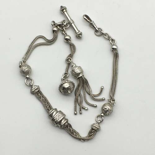 Antique Silver `Albertina` Watch Chain with Tassel