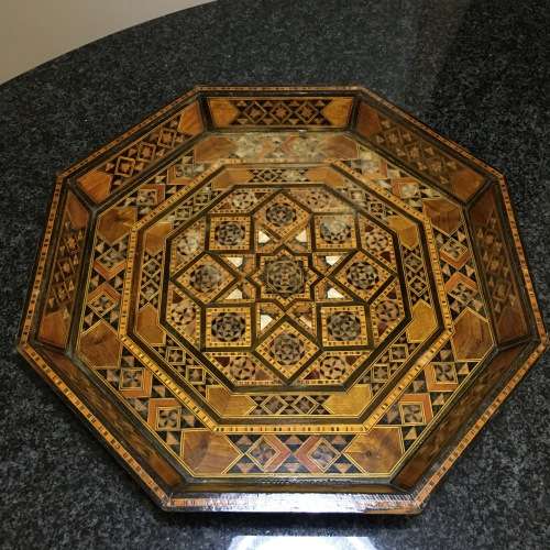 Vintage `Damascene Marquetry` Wooden Tray
