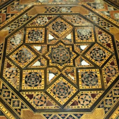 Vintage `Damascene Marquetry` Wooden Tray