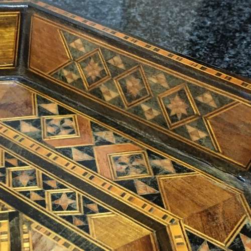 Vintage `Damascene Marquetry` Wooden Tray