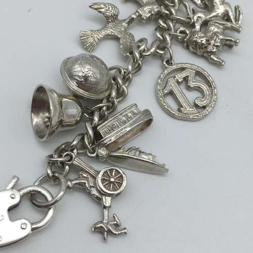 Vintage Solid Silver Charm Bracelet