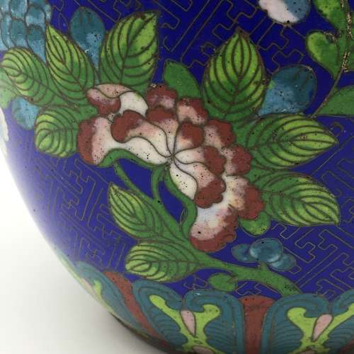 Large Vintage Cloisonne Ginger Jar and Lid