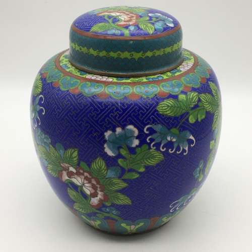 Large Vintage Cloisonne Ginger Jar and Lid