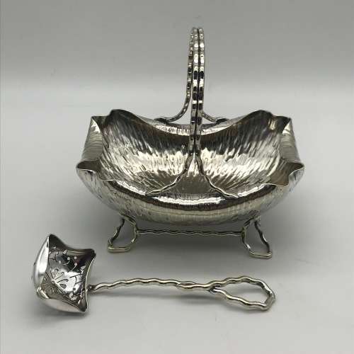 Arts and Crafts `Hukin and Heath` Sugar Basket and Spoon