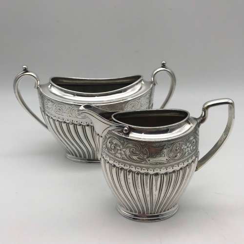 Victorian Silver-Plated Cream Jug and Sugar Bowl