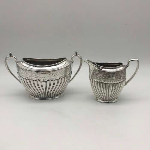 Victorian Silver-Plated Cream Jug and Sugar Bowl