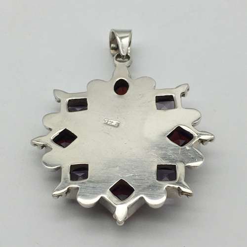 Vintage Silver and Garnet, Amethyst and Moonstone Pendant
