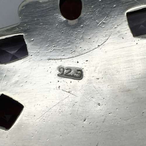 Vintage Silver and Garnet, Amethyst and Moonstone Pendant