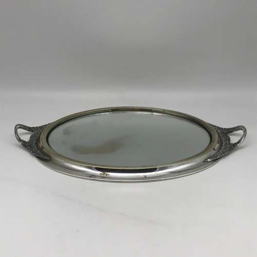 Round Antique `Argentor` Silver-Plated Tray