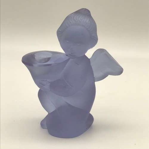 Vintage `Angel` Frosted Glass Candle Holder