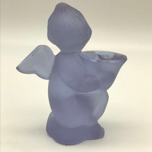 Vintage `Angel` Frosted Glass Candle Holder