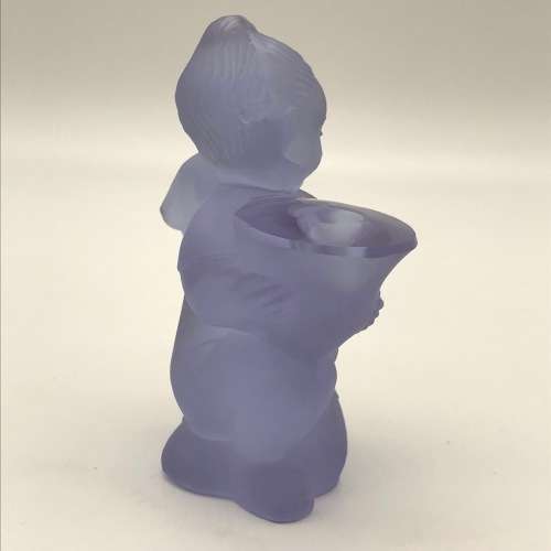 Vintage `Angel` Frosted Glass Candle Holder