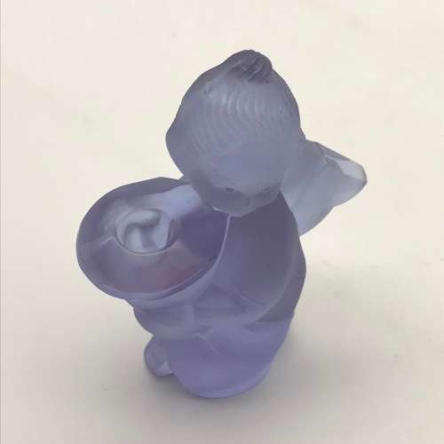 Vintage `Angel` Frosted Glass Candle Holder