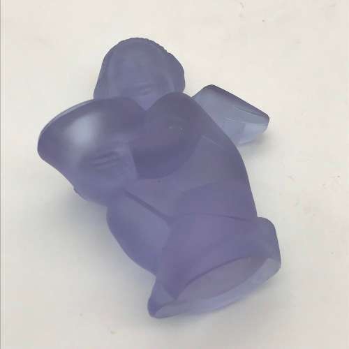 Vintage `Angel` Frosted Glass Candle Holder