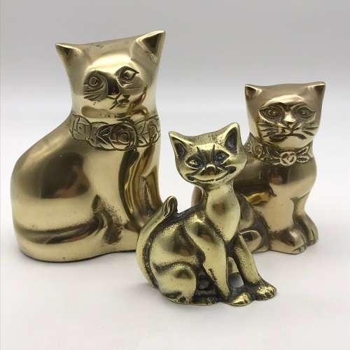 Vintage Brass Cats