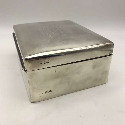 Large Solid Silver Antique Cigar Box (1909)