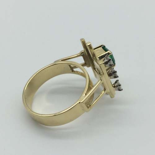 Retro 18ct Gold, Diamond & Emerald Ring