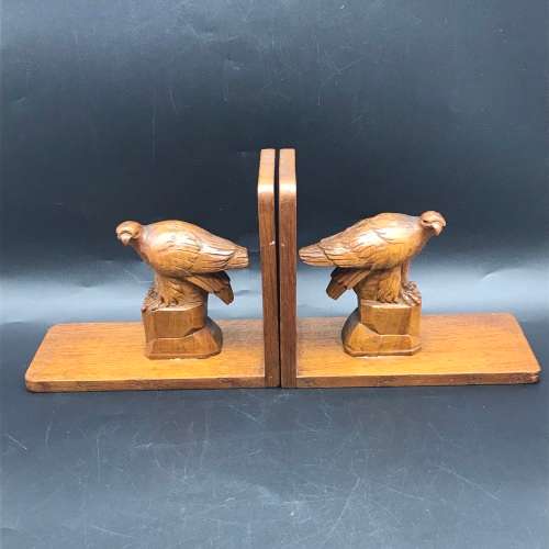 Early Carved Wood `Eagle` Bookends