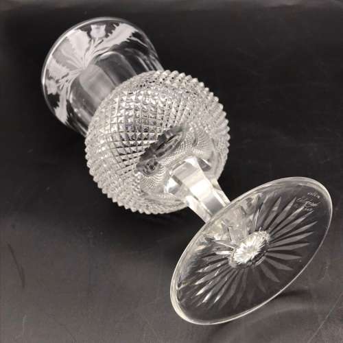 Scarce Pair of Large `Edinburgh` Crystal Thistle Wine Glasses