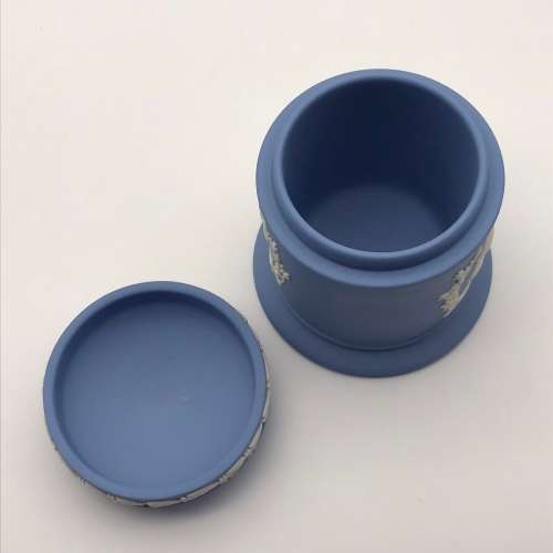 Blue `Wedgwood` Commemorative Jar & Lid